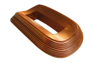 Flat alpha layered stepped coil