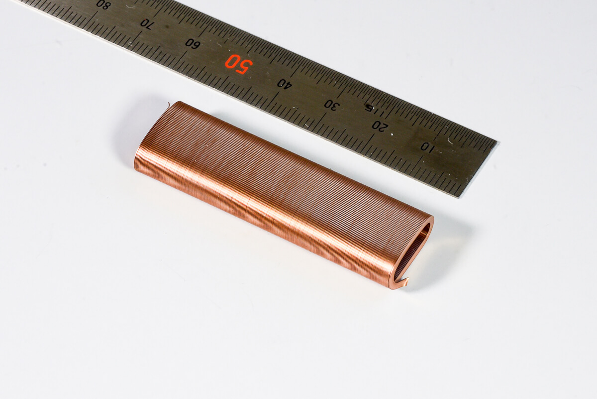 Coil with flat wire wound vertically